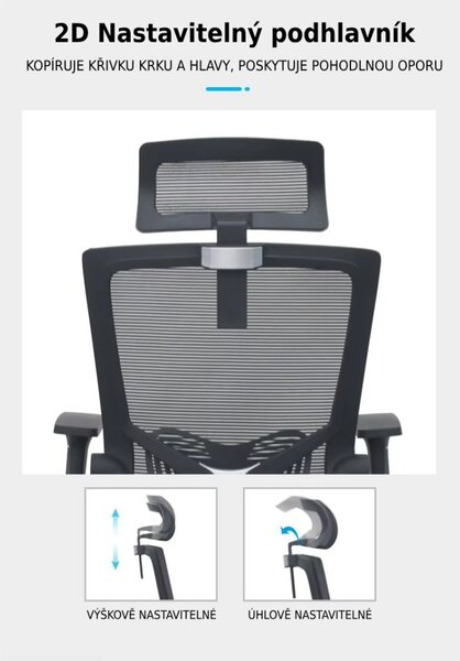 Kancelárska ergonomická stolička Neoseat NOVELO — sieť / látka, čierna, nosnosť 150 kg