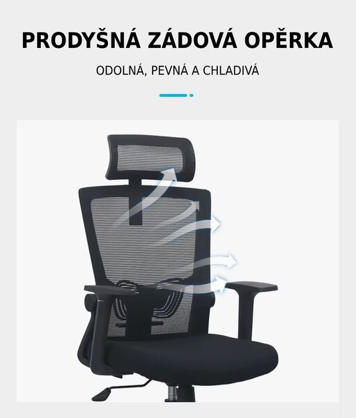 Kancelárska ergonomická stolička Neoseat NOVELO — sieť / látka, čierna, nosnosť 150 kg