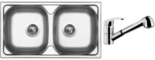 Set Sinks OKIO 780 DUO V leštený + batéria Sinks LEGENDA S Chróm