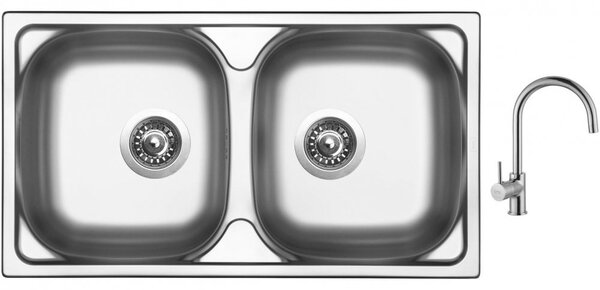 Set Sinks OKIO 780 DUO V leštený + batéria Sinks VITALIA chróm