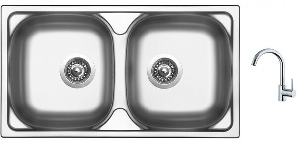 Set Sinks OKIO 780 DUO V leštený + batéria Sinks MIX 35 chróm