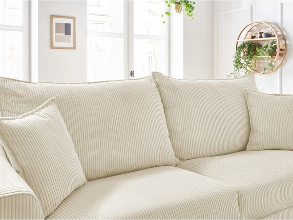 Krémová menčestrová rozkladacia pohovka 225 cm Augustin – Bobochic Paris