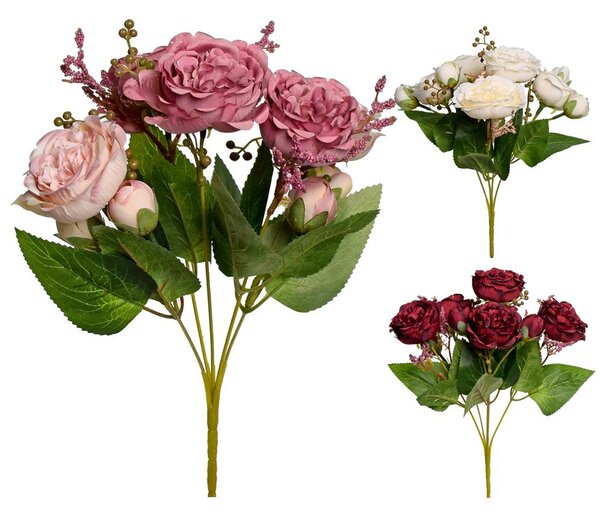 Umelá kytica ruža 3farby 30cm cena za 1ks