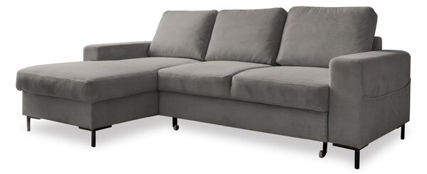 Sivá menčestrová rozkladacia rohová pohovka (ľavý roh) Lofty Lilly – Miuform