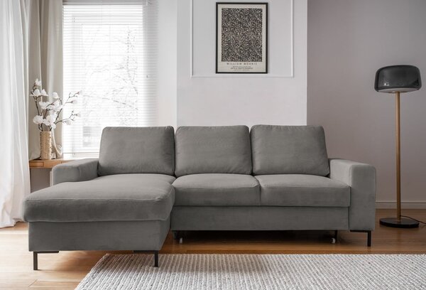 Sivá menčestrová rozkladacia rohová pohovka (ľavý roh) Lofty Lilly – Miuform