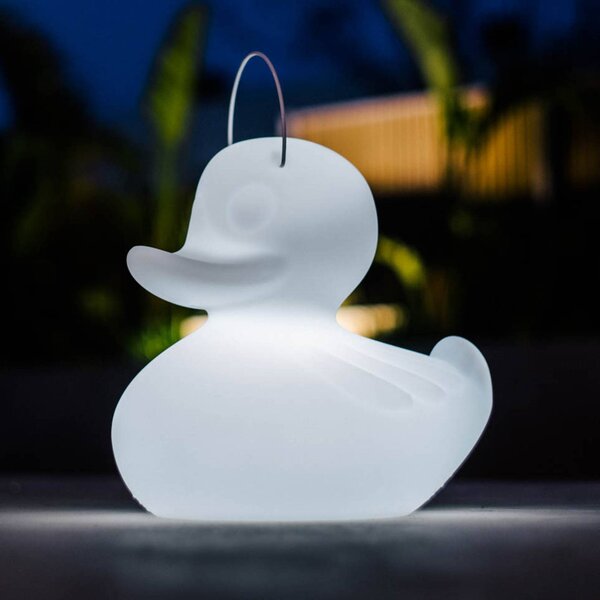 LED dizajnové svietidlo DUCK-DUCK XL pre exteriér v bielej farbe, Biela / opálová, Plast, Dizajn