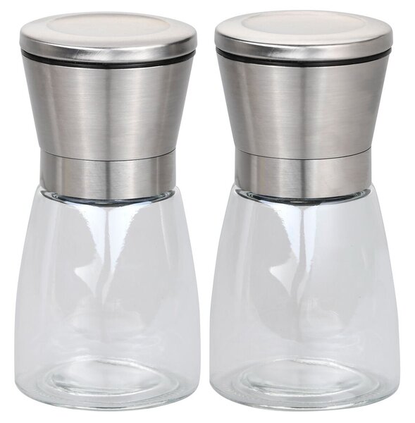 Mlynček na korenie, 2 ks, Ø 6,5 cm, 13,5 cm, nehrdzavejúca oceľ/plast KESPER 13907