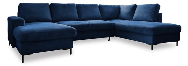 Tmavomodrá menčestrová rozkladacia rohová pohovka (pravý roh) Lofty Lilly – Miuform