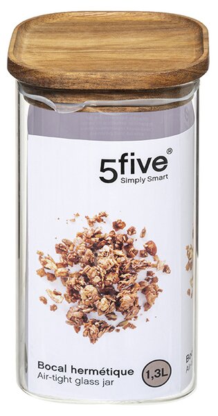 5Five Simply Smart 179623 súprava nádob na skladovanie borosilikátové sklo drevo 3 ks