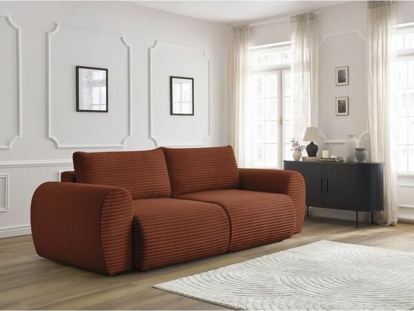 Menčestrová rozkladacia pohovka v tehlovej farbe 257 cm Lucien – Bobochic Paris