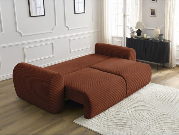 Menčestrová rozkladacia pohovka v tehlovej farbe 257 cm Lucien – Bobochic Paris