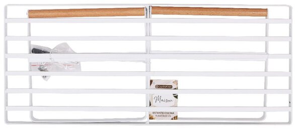 Přídavná police s dřevěnými madly, odkapávač, bílý kov MAISON XL - 52x21x20