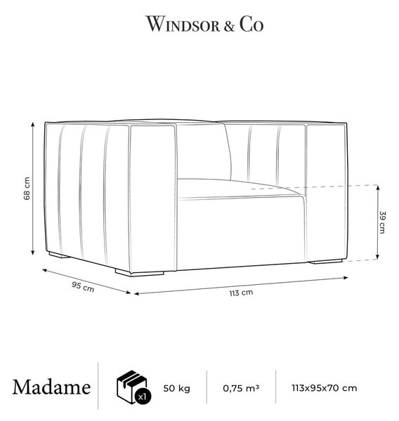 Koňakovohnedé kožené kreslo Madame - Windsor & Co Sofas