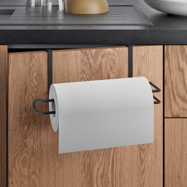 METALTEX Závesný kovový držiak na utierky, Easy-Roll · LAVA, čierny, 35 x 18 x 10 cm