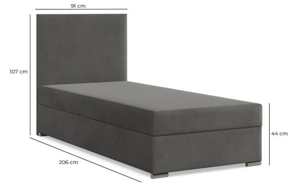 Čalúnená posteľ ELDA Velvet 90×200 cm sivá
