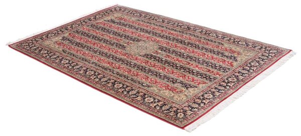 Luxusný hodvábny červeno čierny koberec Kašmír 18/18 1,20 x 1,80 m