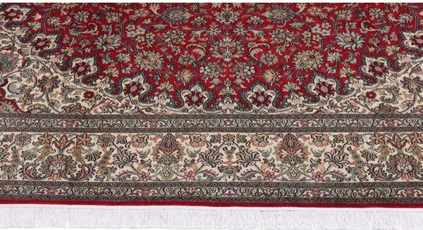 Luxusný veľký červený hodvábny koberec Kašmír 18/18 2,50 x 3,50 m