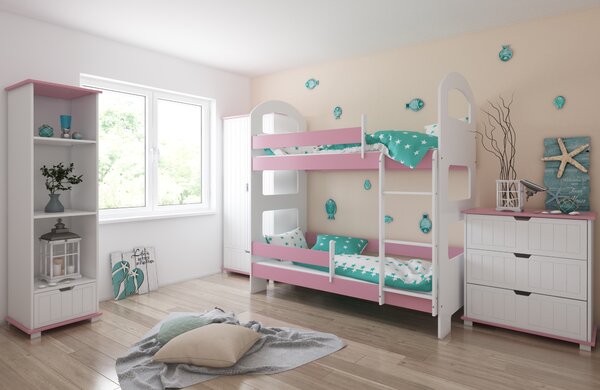 BabyBeds Detská poschodová posteľ JANEK II 180x80 Farebné prevedenie: Růžová, Úložný priestor k posteli: Nie, bez úložného priestoru