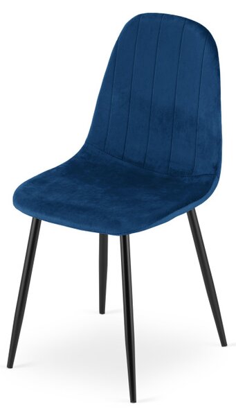 Jedálenská stolička PADVA zamatová tmavomodrá / čierne nohy