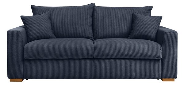 Tmavomodrá menčestrová rozkladacia pohovka 225 cm Augustin – Bobochic Paris