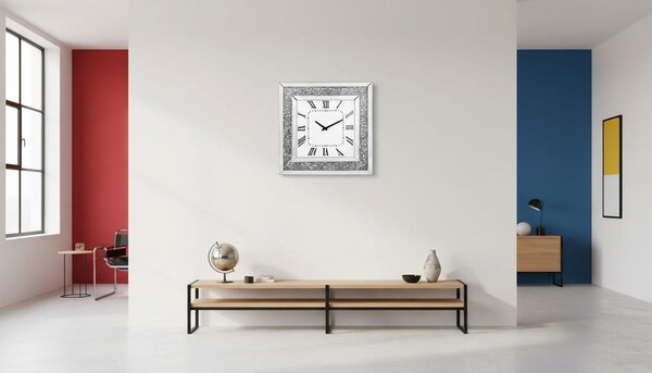 NÁSTENNÉ HODINY strieborná, biela 50/50/5 cm Xora - Hodiny