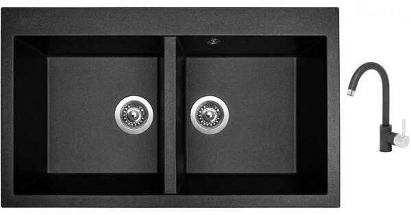 Set Sinks AMANDA 860 DUO Metalblack + batéria Sinks MIX 35 Metalblack