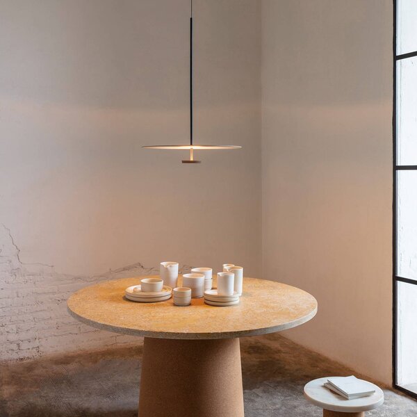 Vibia Flat LED závesné svietidlo 1-pl. Ø 55 cm sivá L1, Hliník / sivá / zinok, Obývacia izba / jedáleň, kov, Moderný, Závesné svietidlo