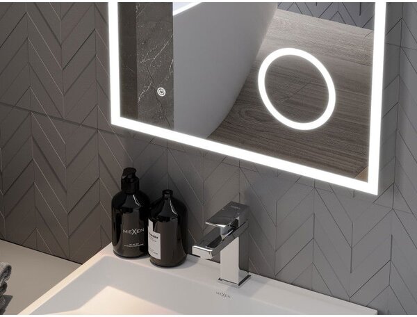 Mexen Kala kúpeľňové zrkadlo s podsvietením a kozmetickým zrkadielkom 60 x 80 cm, LED 6000K, anti-pára