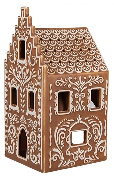 Porcelánový svícen perníková chaloupka Perníková chaloupka - 7*7*15 cm - Clayre & Eef