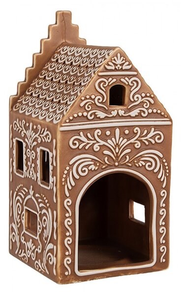 Porcelánový svícen perníková chaloupka Perníková chaloupka - 7*7*15 cm - Clayre & Eef