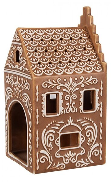 Porcelánový svícen perníková chaloupka Perníková chaloupka - 7*7*15 cm - Clayre & Eef