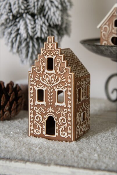 Porcelánový svícen perníková chaloupka Perníková chaloupka - 7*7*15 cm - Clayre & Eef
