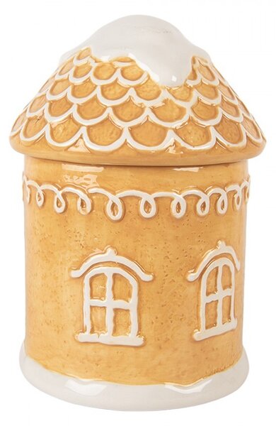 Hnedá keramická dóza perníková chalúpka - Ø 13*17 cm - Clayre & Eef