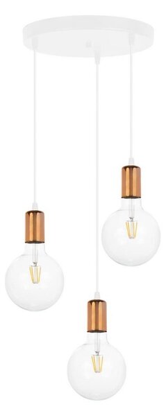 Luster na lanku MIROS 3xE27/60W/230V guľatý biela/medená