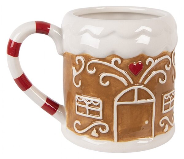 Hnedý hrnček perníková chalúpka Gingerbread - 14 * 10 * 10 cm / 350 ml - Clayre & Eef