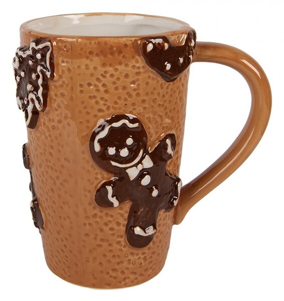 Hnedý vysoký hrnček perníček Gingerbread Man - 14*10*15 cm / 575 ml - Clayre & Eef
