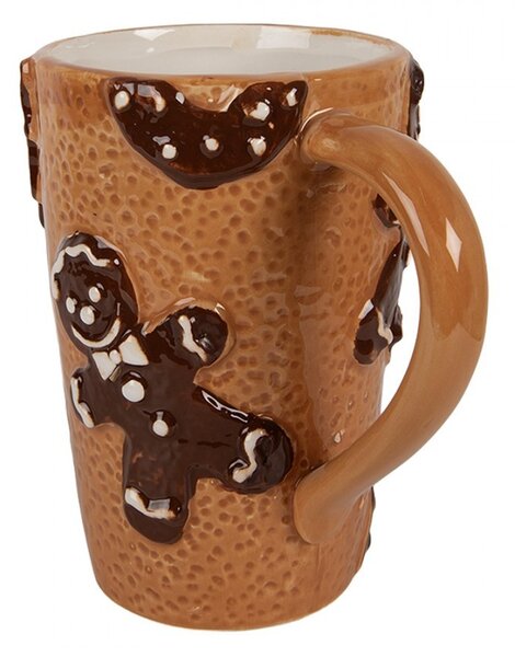 Hnedý vysoký hrnček perníček Gingerbread Man - 14*10*15 cm / 575 ml - Clayre & Eef