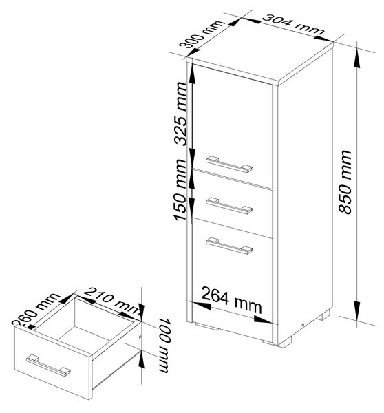 Ak furniture Kúpeľňová skrinka Fin sonoma/biela
