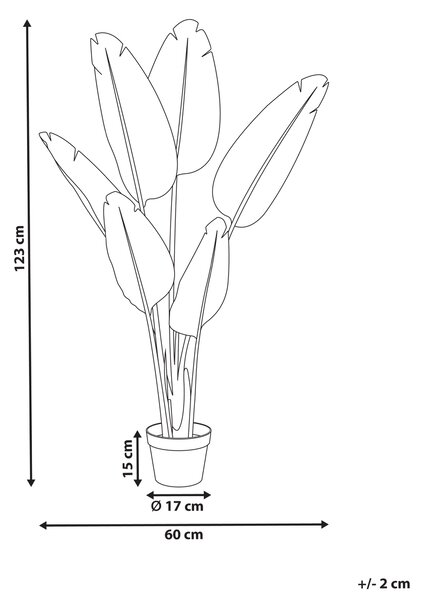 Umelá rastlina v kvetináči banánovník biely syntetický materiál 123 cm dekorácie doplnky