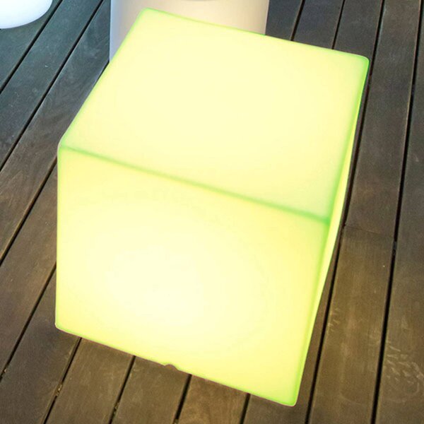Solárne svetlo Newgarden Cuby cube, výška 53 cm, Biela / opálová, Plast, Moderný