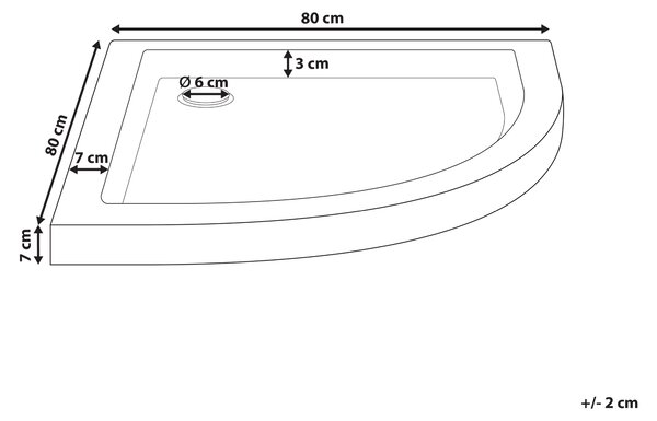 Sprchová vanička s odtokom biela akrylát ABS syntetický materiál 80 x 80 x 7 cm zaoblený tvar minimalistická kúpeľňa