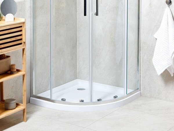 Sprchová vanička s odtokom biela akrylát ABS syntetický materiál 80 x 80 x 7 cm zaoblený tvar minimalistická kúpeľňa