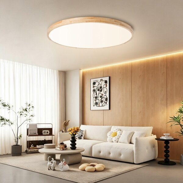 Brilagi - LED stmievateľné svietidlo WOODLINE LED/128W/230V 3000-6000K dub, priemer 100 cm + diaľkový ovládač