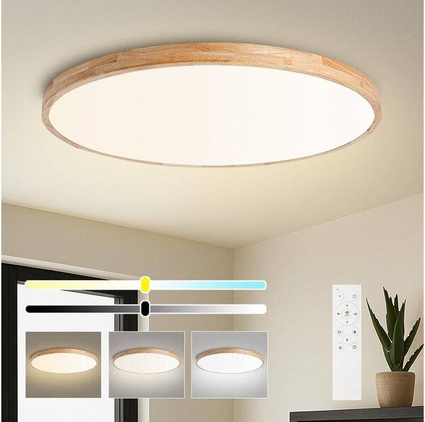 Brilagi - LED stmievateľné svietidlo WOODLINE LED/128W/230V 3000-6000K dub, priemer 100 cm + diaľkový ovládač
