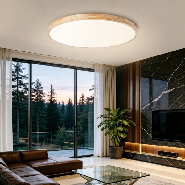 Brilagi - LED stmievateľné svietidlo WOODLINE LED/128W/230V 3000-6000K dub, priemer 100 cm + diaľkový ovládač