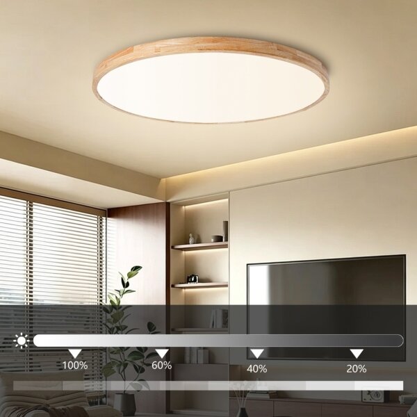 Brilagi - LED stmievateľné svietidlo WOODLINE LED/128W/230V 3000-6000K dub, priemer 100 cm + diaľkový ovládač