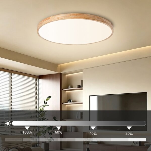 Brilagi - stmievateľné LED svietidlo WOODLINE LED/100W/230V 3000-6000K, dub, priemer 80 cm + diaľkové ovládanie