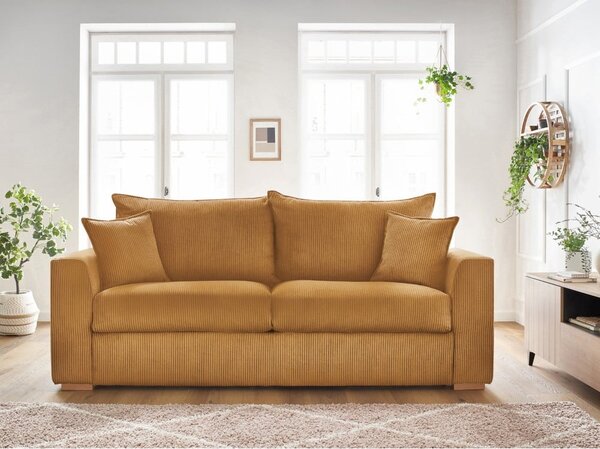 Menčestrová rozkladacia pohovka v horčicovej farbe 225 cm Augustin – Bobochic Paris