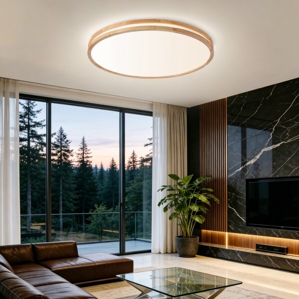 Brilagi - LED stmievateľné svietidlo MOLINA LED/100W/230V 3000-6000K dub, priemer 80 cm + diaľkový ovládač