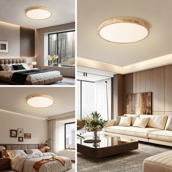 Brilagi - LED stmievateľné svietidlo WOODLINE LED/72W/230V 3000-6000K dub, priemer 60 cm + diaľkové ovládanie